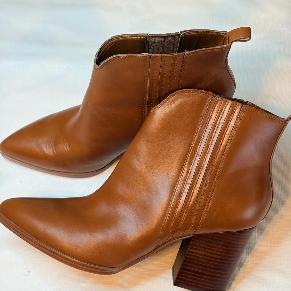 Marc Fisher Brown Leather Heeled Boots - Picture 1 of 9